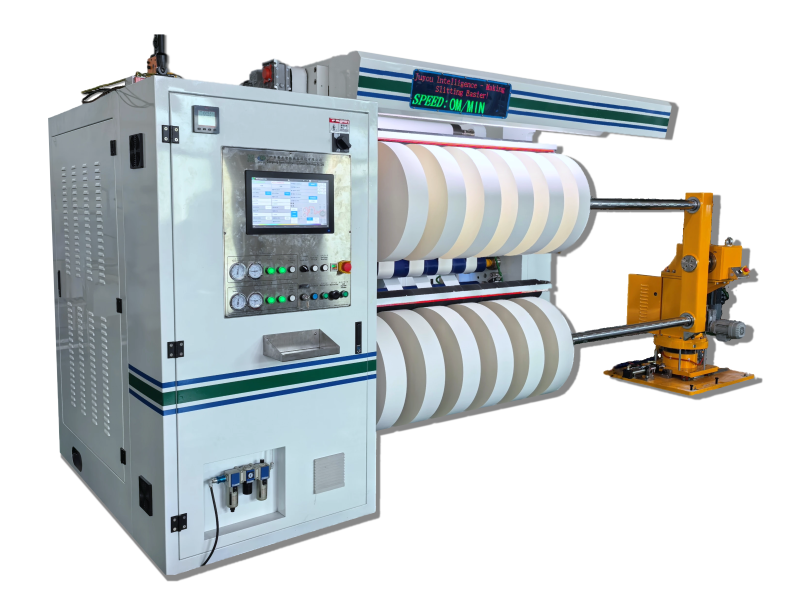 Rebobineuse-d&eacute;coupeuse flexible &agrave; double arbre SF-850